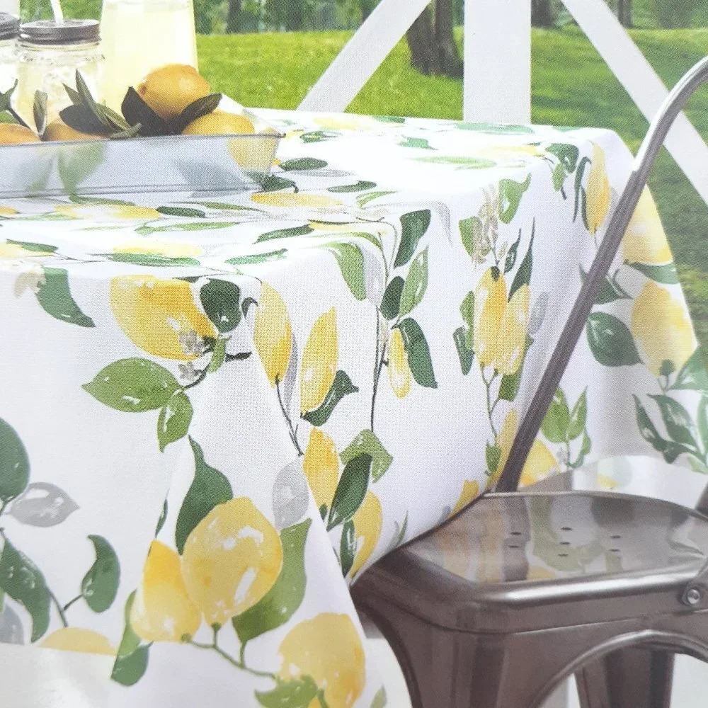 Fabric Tablecloth Lemons Fruit Indoor Outdoor 60x84 Water Resistant